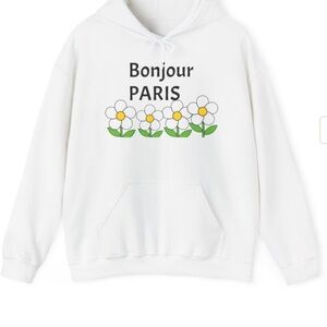 White and Green Off-the-Shoulder Sweater with Floral Design